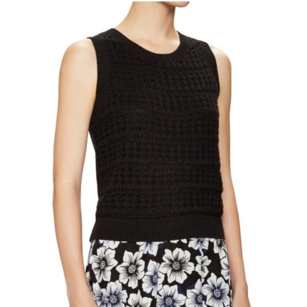 KATE SPADE Linen Black Cable Knit Sweater Vest (L)